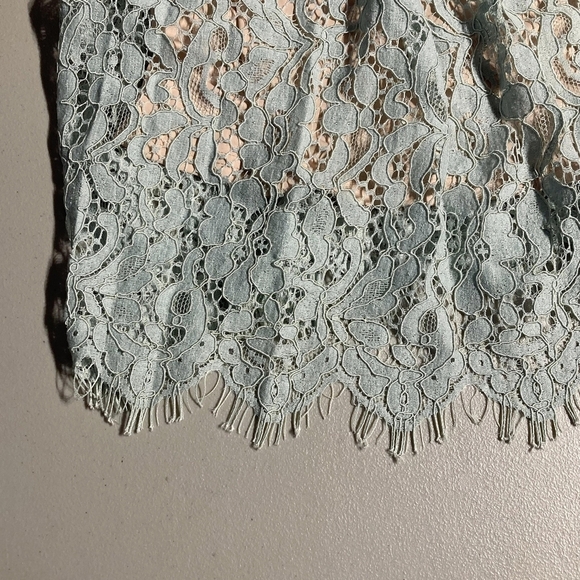 H&M Mint Green Lace Nude Spaghetti Strap Midi Event Dress Women's Size 4 Small S - Picture 9 of 12